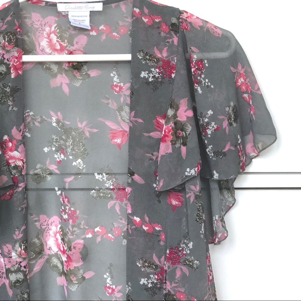 Sheer floral cardigan